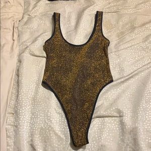 Metallic thong bottom body suit